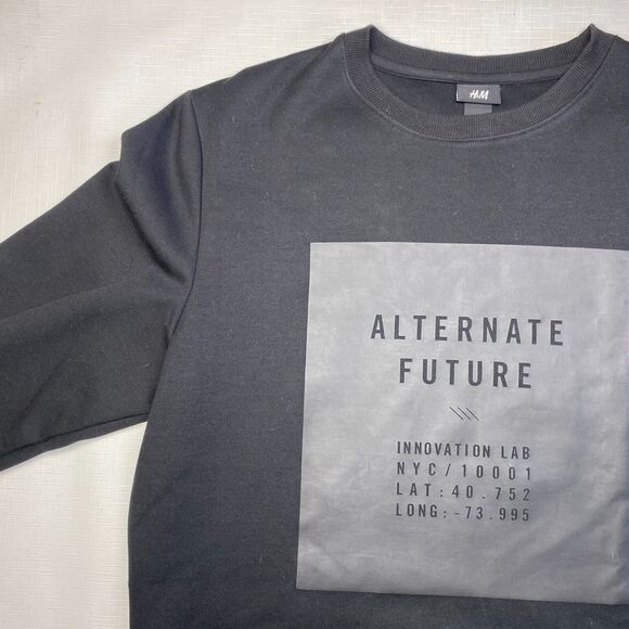 H&M "Alternate Future" Black Crewneck Pullover Sweatshirt! Tech Goth Sz M - Picture 4 of 16